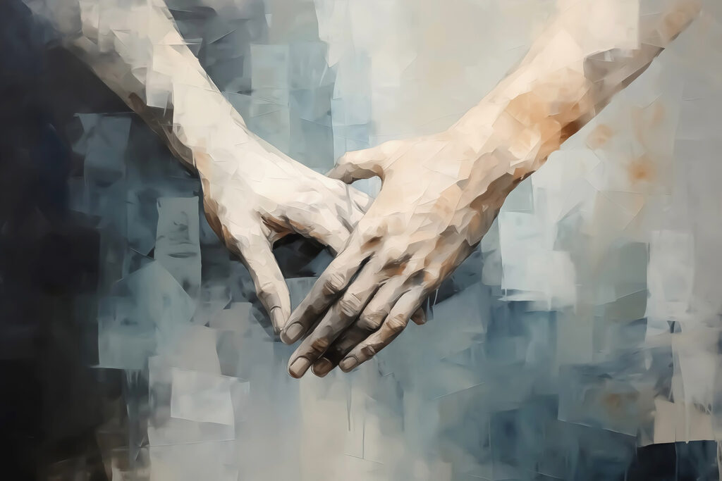 As mãos que se tocam unem-se em unidade. As mãos que se tocam unem-se em unidade.