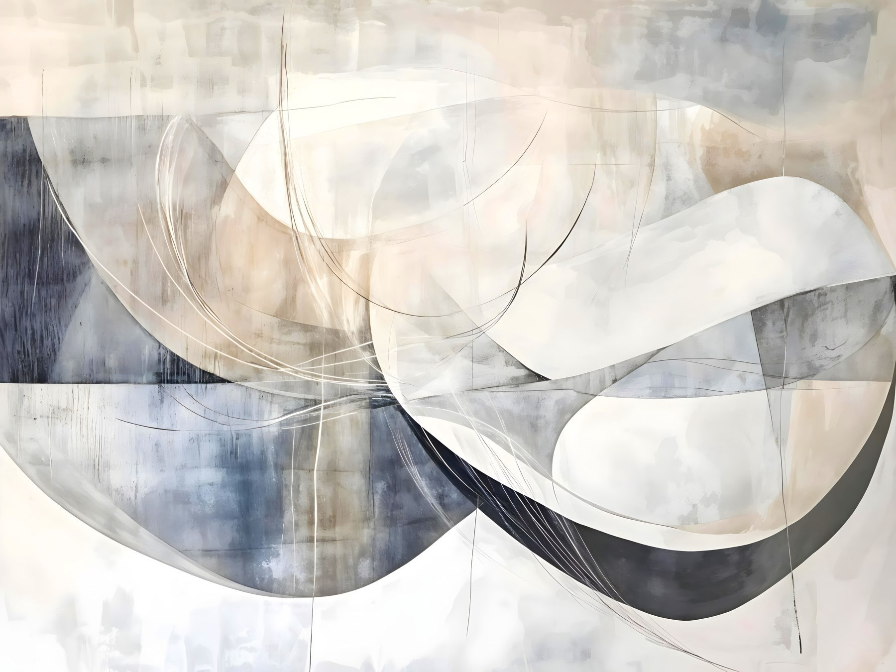 Painting of a white and grey art Painting of a white and grey art