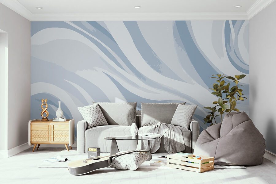 Padrão ondulado branco e azul