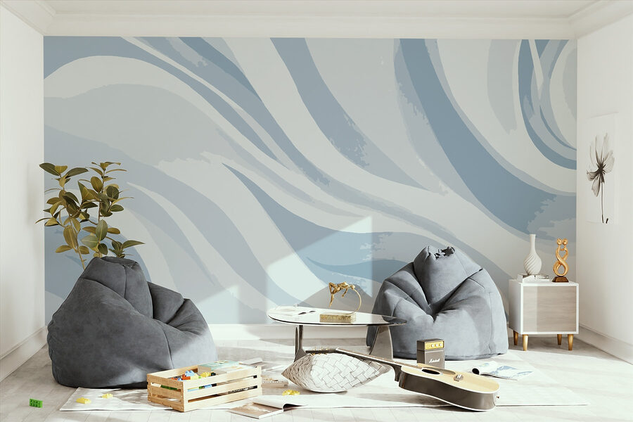 Padrão ondulado branco e azul
