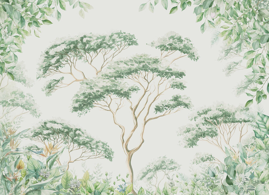 Pintura de árvores e plantas