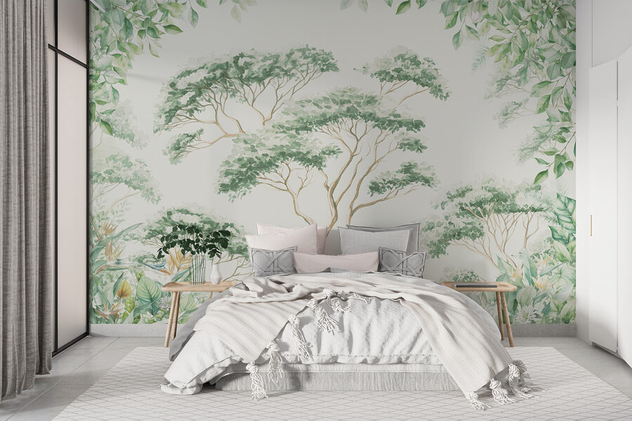 Pintura de árvores e plantas