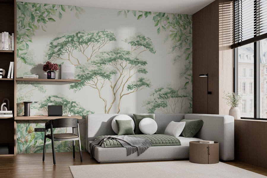 Pintura de árvores e plantas