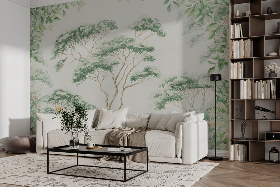 Pintura de árvores e plantas