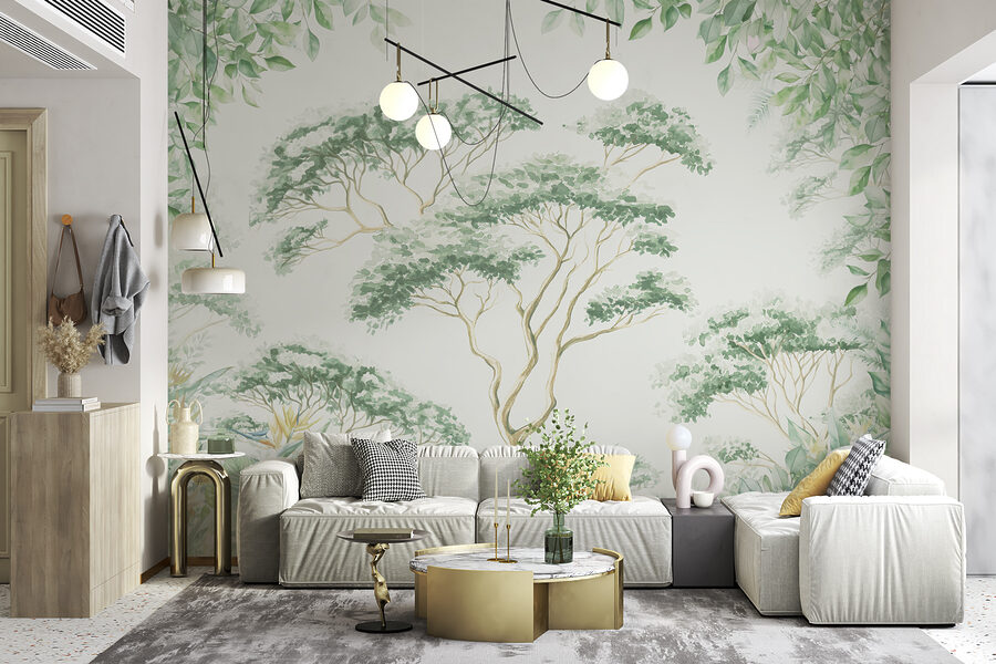 Pintura de árvores e plantas
