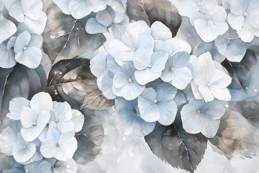 Flores suaves em tons tranquilos.