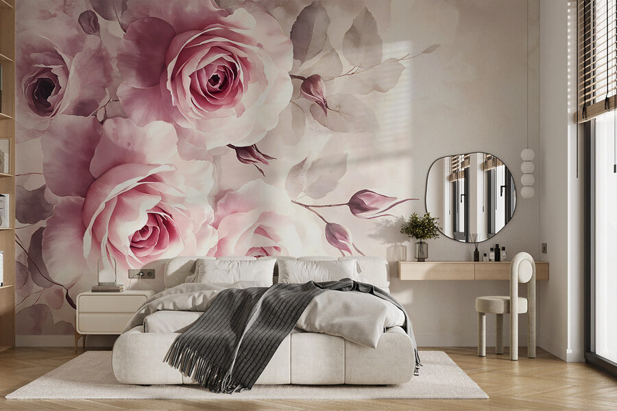 Grupo de rosas cor-de-rosa