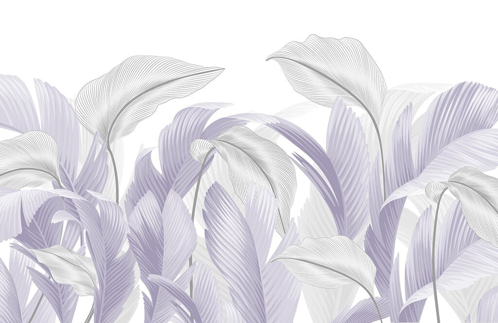 Folhas em tons pastel suaves em redemoinhos suaves Folhas em tons pastel suaves em redemoinhos suaves