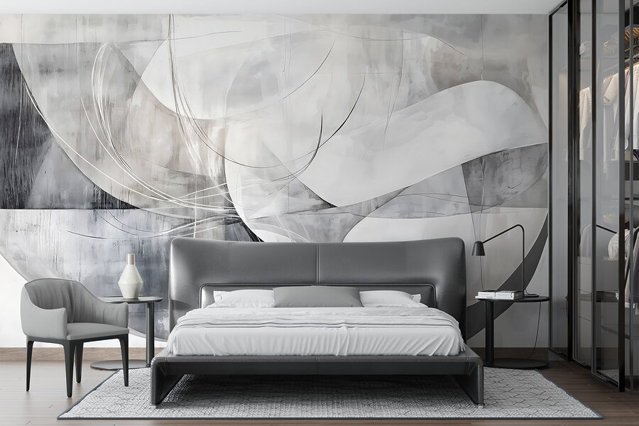 Papel de parede Arte em cinzento e branco