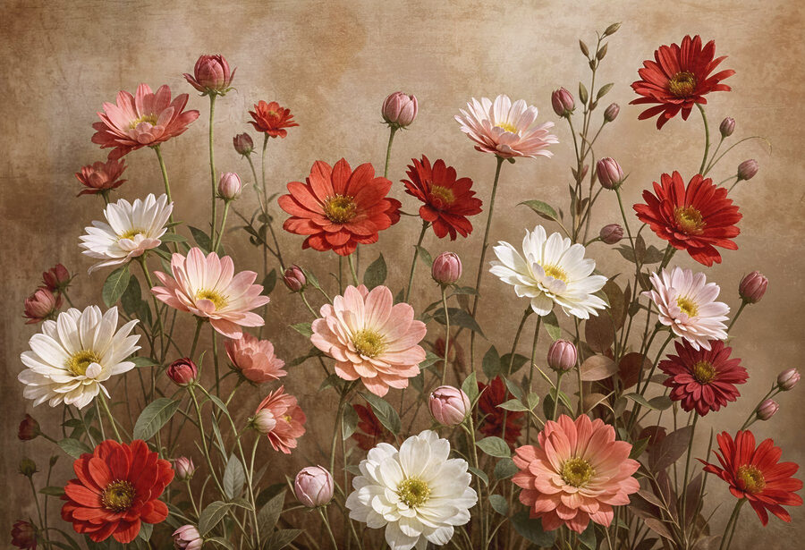 Grupo de flores em hastes