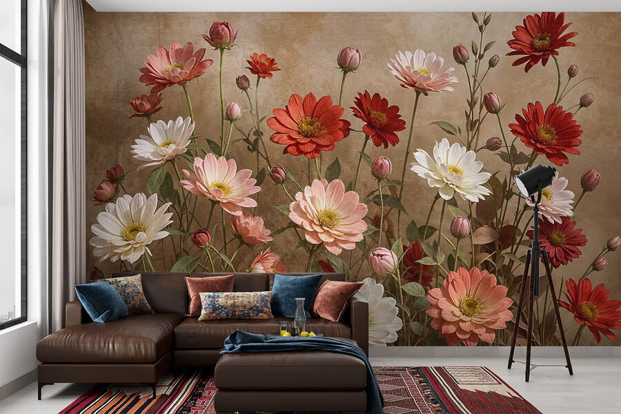 Grupo de flores em hastes