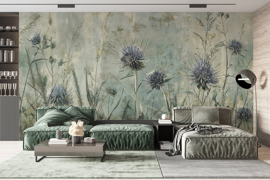 Papel de parede Pintura de flores e plantas