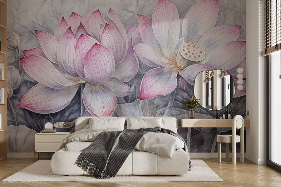 Pintura de flores cor-de-rosa