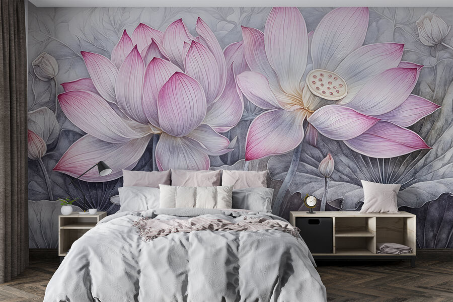 Pintura de flores cor-de-rosa