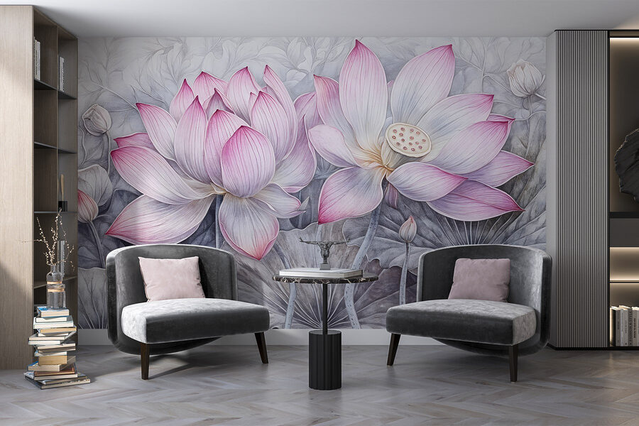 Pintura de flores cor-de-rosa