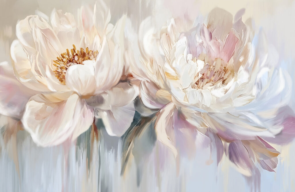Pintura de flores sobre um fundo branco Pintura de flores sobre um fundo branco