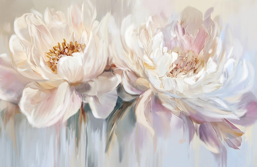 Pintura de flores sobre um fundo branco Pintura de flores sobre um fundo branco