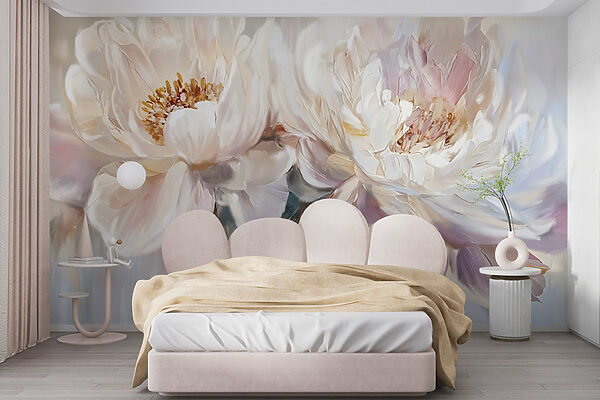 Pintura de flores sobre um fundo branco Pintura de flores sobre um fundo branco