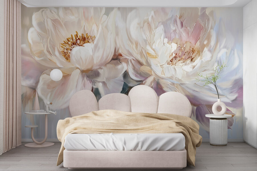 Pintura de flores sobre um fundo branco Pintura de flores sobre um fundo branco