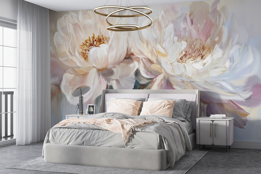 Pintura de flores sobre um fundo branco Pintura de flores sobre um fundo branco