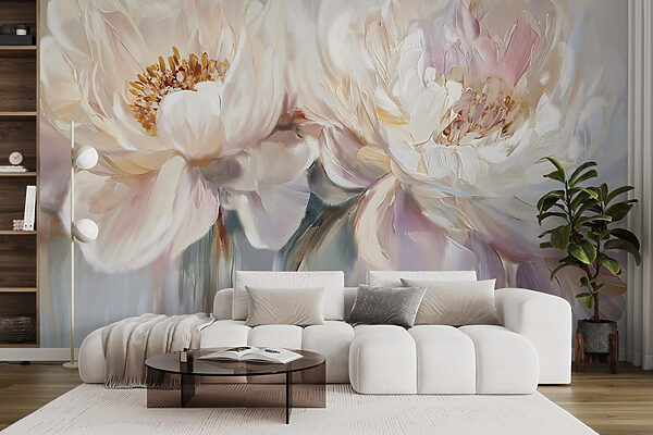 Pintura de flores sobre um fundo branco Pintura de flores sobre um fundo branco