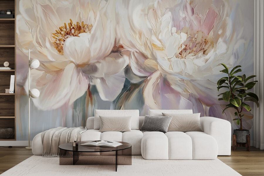 Pintura de flores sobre um fundo branco Pintura de flores sobre um fundo branco