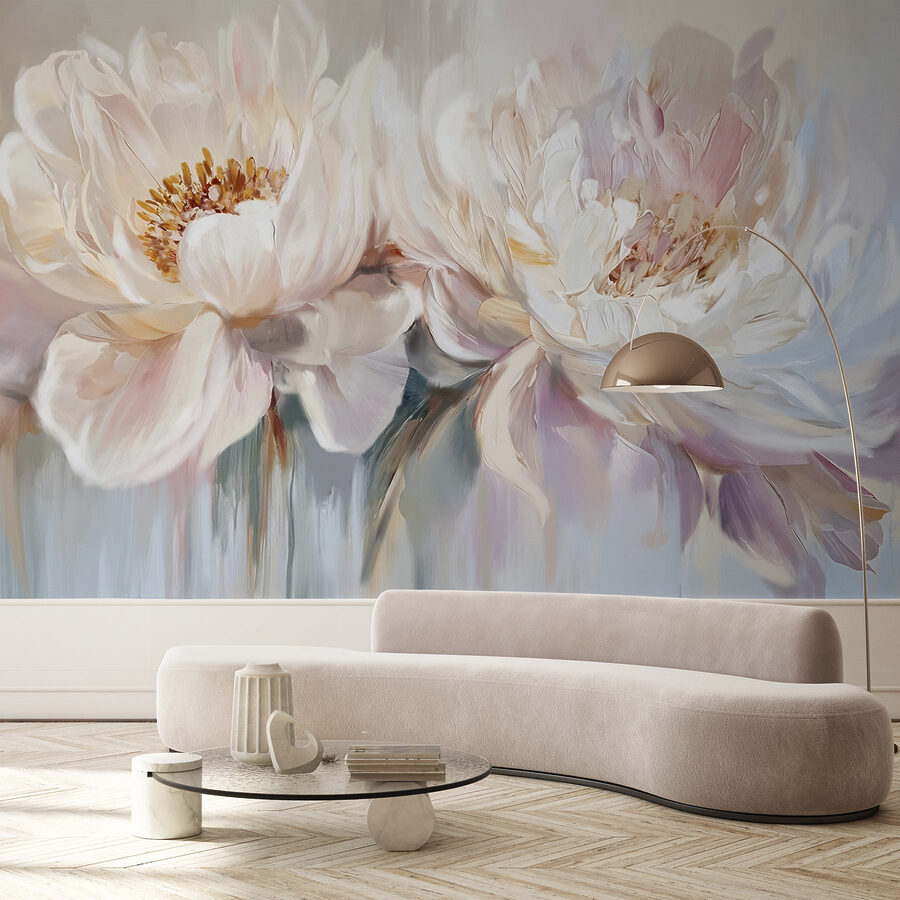 Pintura de flores sobre um fundo branco Pintura de flores sobre um fundo branco