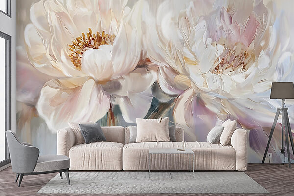 Pintura de flores sobre um fundo branco Pintura de flores sobre um fundo branco