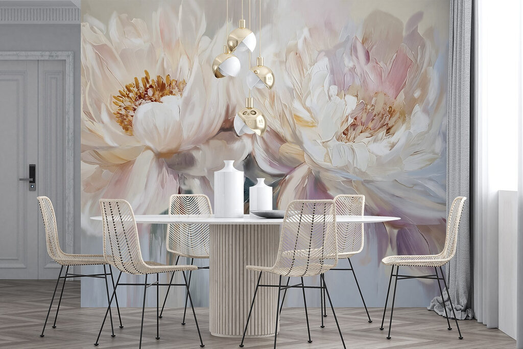 Painting of flowers on a white background Painting of flowers on a white background