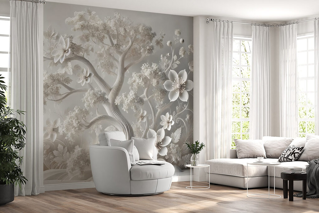 White tree with flowers White tree with flowers