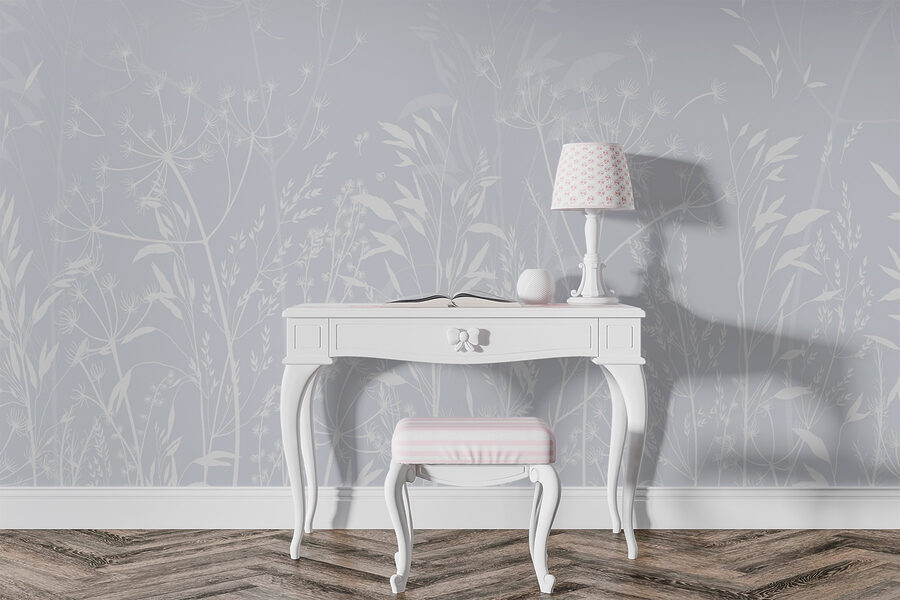 Padrão floral branco sobre um fundo claro