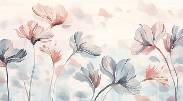 Pintura de flores sobre um fundo branco Pintura de flores sobre um fundo branco