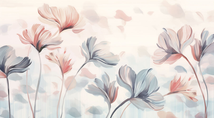 Pintura de flores sobre um fundo branco