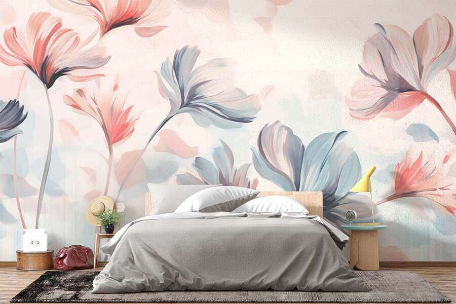 Pintura de flores sobre um fundo branco