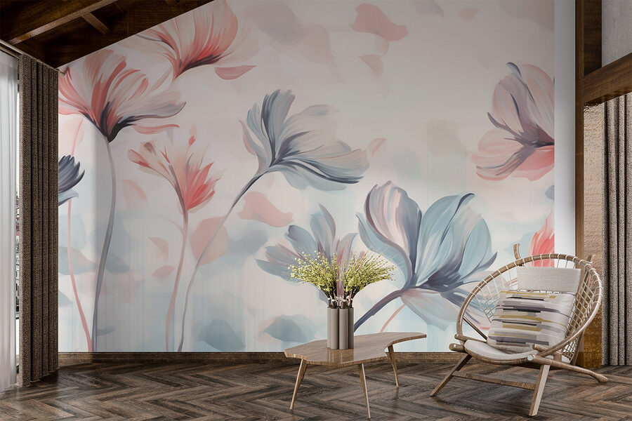 Pintura de flores sobre um fundo branco