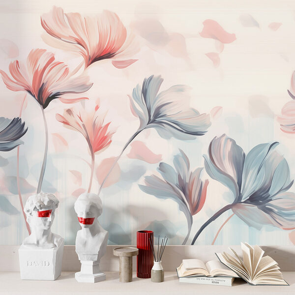 Pintura de flores sobre um fundo branco Pintura de flores sobre um fundo branco