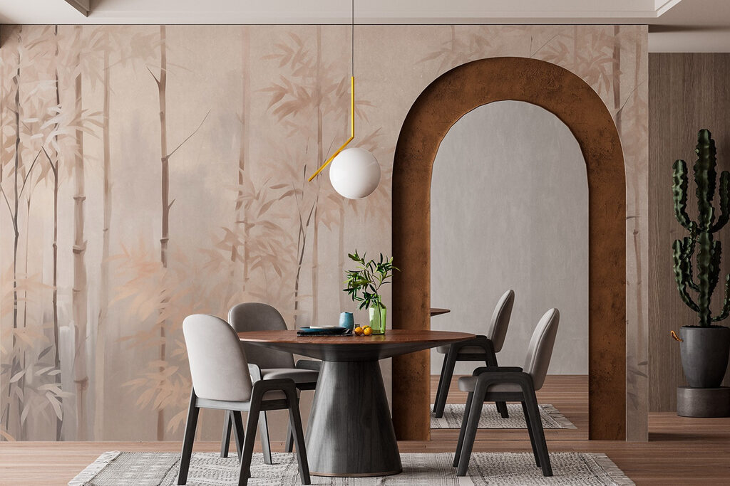 Painting of trees in fog Painting of trees in fog