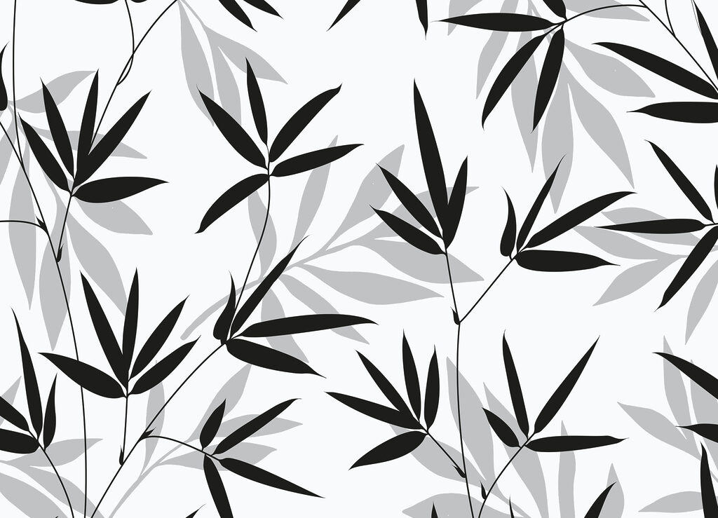 Padrão de folhas a preto e branco Padrão de folhas a preto e branco