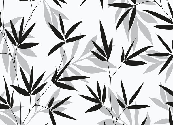 Padrão de folhas a preto e branco Padrão de folhas a preto e branco