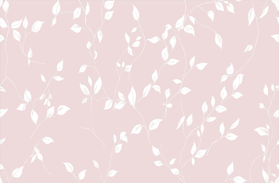 Padrão de folhas brancas sobre um fundo cor-de-rosa