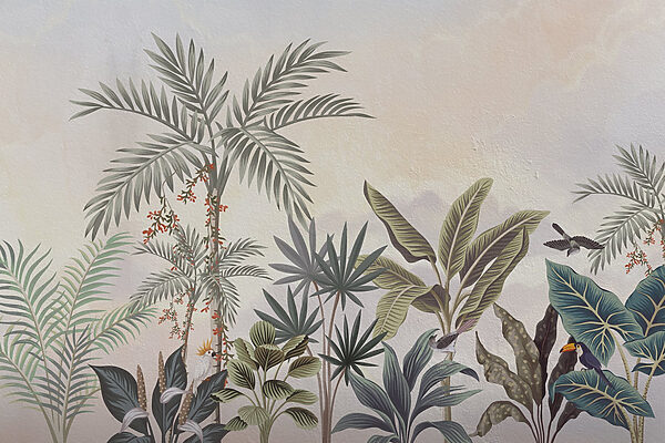Pintura mural de plantas e pássaros Pintura mural de plantas e pássaros