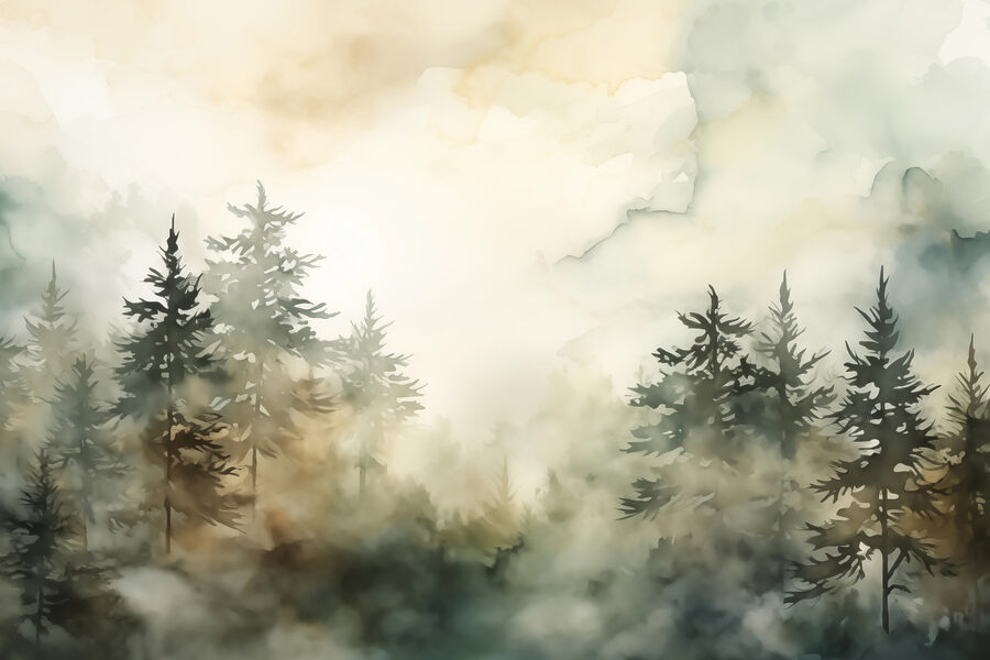 Papel de parede Floresta com nevoeiro e árvores - Image 3