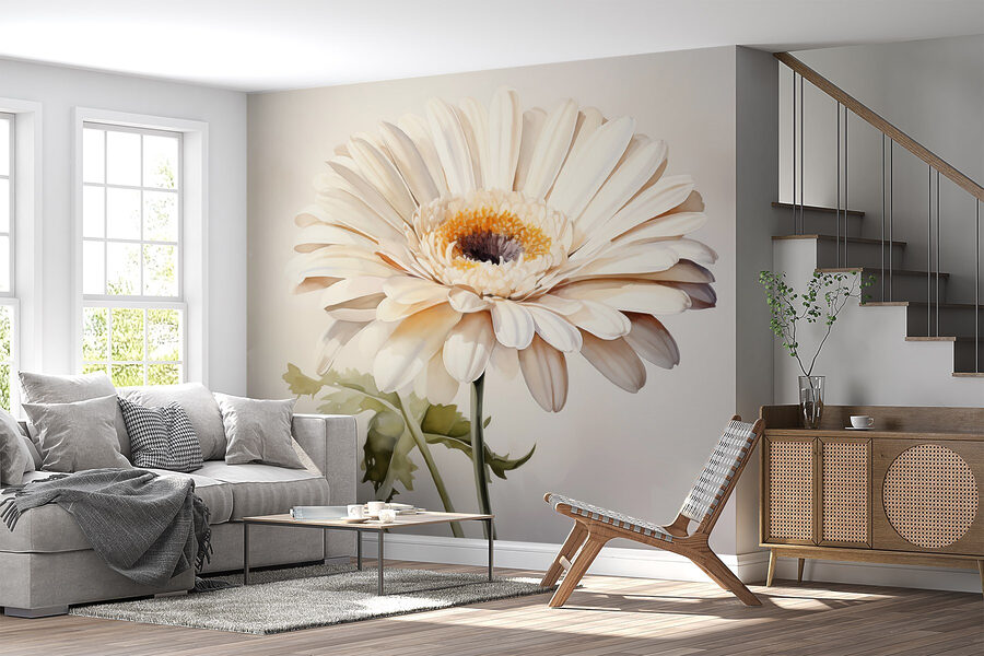 Flor branca com centro amarelo