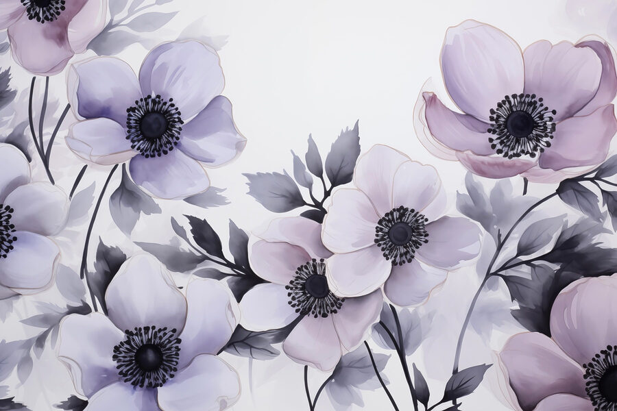 Pintura de flores sobre uma superfície branca