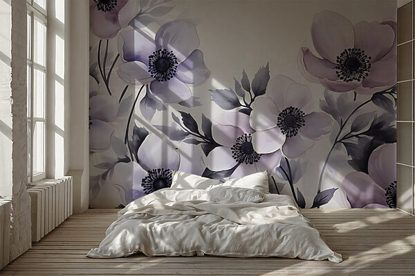 Pintura de flores sobre uma superfície branca Pintura de flores sobre uma superfície branca