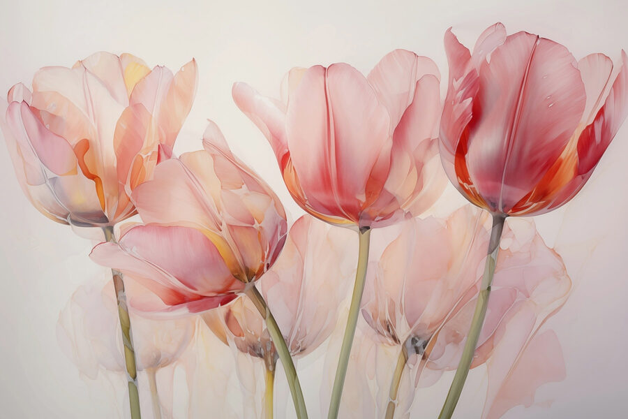 Grupo de tulipas cor-de-rosa