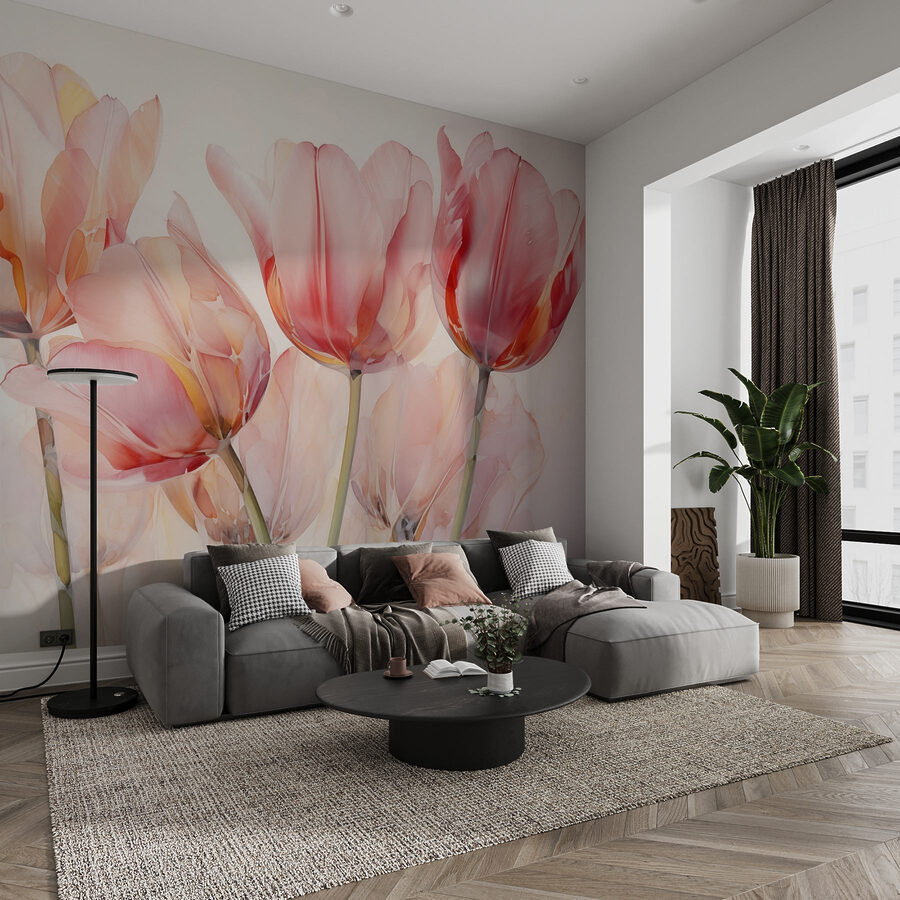 Grupo de tulipas cor-de-rosa