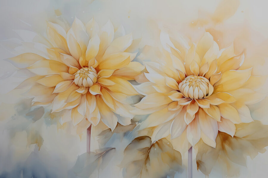 Pintura de flores sobre um fundo branco Pintura de flores sobre um fundo branco