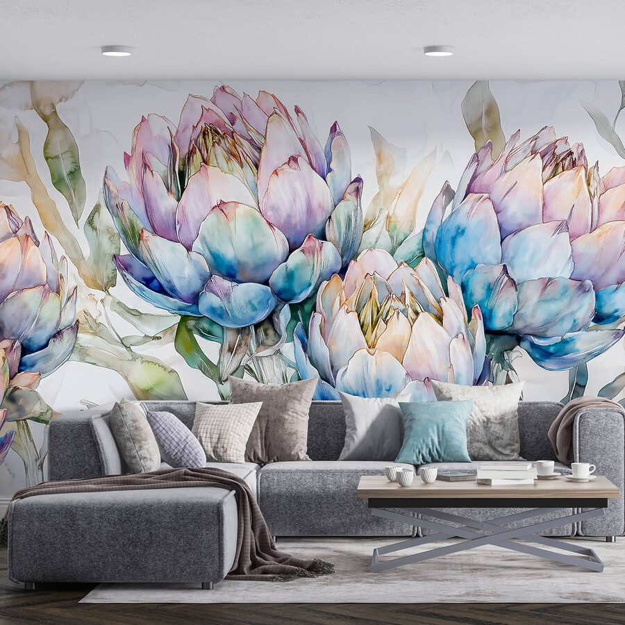 Flores delicadas em tons pastel suaves