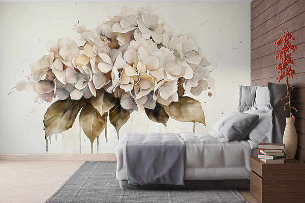 Pintura de um ramo de flores brancas Pintura de um ramo de flores brancas